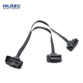 2 IN 1 flat obd2 16 pin male to dual female Y splitter elbow cable with good price